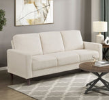 Modern Contemporary Beige Corduroy Upholstered Sofa Comfortable Cushion Solid Wood Living Room B011P359660
