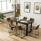 Bronco Antique Wood Finished Counter Height Dining Set Table and Six Brown Chairs T2574P195184