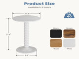 Round Side Table - Solid Wood Leg Small Drink Table for Living Room Bedroom Office,White 06729684