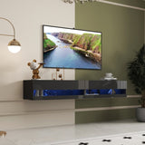180 Wall Mounted Floating 80" TV Stand with 20 Color LEDs and Charging Station W331P225208