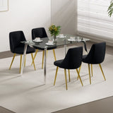 Modern simple velvet dining black chair home bedroom stool back dressing chair student desk chair W210115306