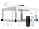 10x10 FT Folding Canopy Tent with 4 Sidewalls, One-Push Central Lock Outdoor Canopy with 2 Clear 43657061