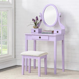 ZNTS Moniys Wood Moniya Makeup Vanity Table and Stool Set, Purple T2574P163832