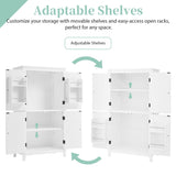 Elegant Bathroom Floor Storage Cabinet, Bathroom Storage Unit, Freestanding Cabinet with 4 Doors, N725P188461K