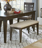 Dark Brown Finish 48-inch Bench 1pc Beige Fabric Upholstered Seat Classic Look Dining Wooden B011P196948