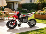 Red 12V Kids Electric Motorcycle Twist Handle Throttle, Safety Training Wheels, Rear Suspension 99710101