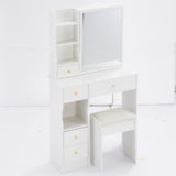 29.2" Small Space Left Drawer Desktop Vanity Table Cushioned Stool, Extra Large Right sliding W3258P299609