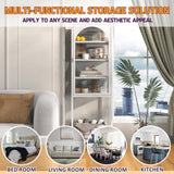 Metal Glass Door Display Storage Cabinet - 5-Tier Cube Bookshelf Storage Cabinet with 3 Adjustable W2735P186328
