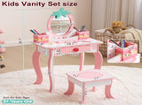 Pink MDF spray-painted apple-printed 1-drawer 2-desktop storage box children's dressing table set 22610876