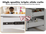 Makeup Vanity Desk with Mirror and Lights, White Vanity Table with Power Outlet and 3 Lighting 36486107