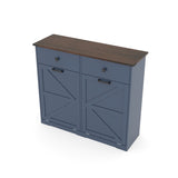 Farmhouse Blue Double Tilt Out Trash for 20 Gallon Trash Cans, Free Standing Recycling 19080541