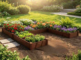 Solid Fir Wood Raised Garden Bed, 5-in-1 Combined Planting Planter Box with Dovetail Joints, 35320047