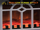 White Electric Fireplace Heater, Freestanding Stove with Realistic Flames, Overheating Protection & 07595653