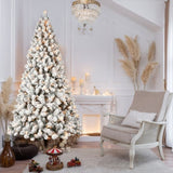 Artificial 7ft Flock LED-lit Christmas Tree with 1072PVC Mixed Branch Tips,Hinged Premium & Foldable 51361762