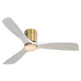 52 Inch Low Profile Ceiling Fan DC 3 Solid Wood Fan Blade Noiseless Reversible Motor Remote Control W934107777