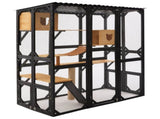 Outdoor Cat Enclosure Fir Wood Catio Outdoor Cat House Patio Cat Playpen with Sleeping Houses, N719P418377D