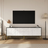 Modern Black and White Color Scheme Press Design 4 Door Cabinet, Living Room TV Stand T3609P347452