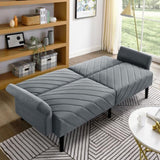 ZNTS Velvet Futon Couch Convertible Folding Sofa Bed Tufted Couch with Adjustable Armrests for Apartment W1413P147472