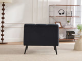 24.4" Wide Modern Upholstered Armless Chair with Black Metal Legs, Velvet Accent Chair for Living W3098P308779