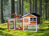 Wooden Rabbit Hutch Outdoor Chicken Coop Indoor Bunny Cage with Run, Guinea Pig House Pet House with 89109545