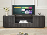 64-Inch Wavy TV Stand, Rounded Sideboard, Storage Cabinet, Wooden Vertical Stripe Cabinet for Living W1162P309020