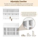 ON-TREND Shoe Storage Bench with Shelves and 4 Hooks, Elegant Hall Tree with Wall Mounted Coat Rack, WF313576AAK