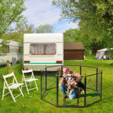 ZNTS Dog Playpen Pet Dog Fence, 32" Height 8 Panels Metal Dog Pen, Outdoor Exercise Pen with Door for RV, 30119568