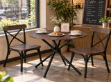 31.5 in Round Dining Table for 2-4, Small Space Kitchen Table with Metal Legs, Espresso Brown 28899215