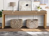60'' Antique Brown Farmhouse Console Table - Retro Wooden Entryway Table with Double Board W1445P317058