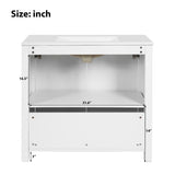36 " Bathroom Vanity Organizer with Ceramic Sink, Set Bathroom Storage Cabinet,Antique White N729P255666K
