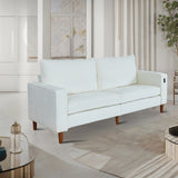 White Corduroy, Modern Style Solid Color Sofa , Multi-Person Sofa, Suitable 24394192