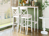 Farmhouse 48"Rectangular Wood Bar Height Dining Set Kitchen Breakfast Nook with 2 Chairs for N717P498378B