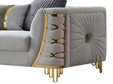 Contessa Modern Fabric Loveseat with Gold Metal Arm Detailing in Gray B009P466433