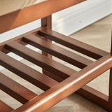 (Walnut Color) Solid Wood Shoe Bench, Beech Wood Storage Rack Organizer with High Rebound Sponge W1283P242717