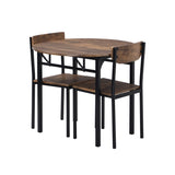 TOPMAX Modern 3-Piece Round Dining Table Set with Drop Leaf and 2 Chairs for Small Places,Black WF290234AAB