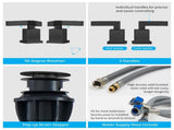 Matte Black Widespread Bathroom Faucet, Waterfall Bathroom Faucets for Sink 3 Hole, 2-Handles Modern 17348866