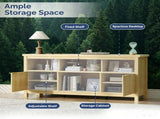 Entertainment Center TV Stand with 4 Open Cubbies & 2 Fluted Hinged Storage 90375918
