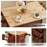 Kitchen Island with Drop Leaf Countertop, Rolling Kitchen Island Cart , Barn Door Kitchen Island W1820P195006