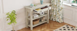 ZNTS TREXM Retro Console Table with Drawer and Two Sturdy Shelves for Entryway, Living Room N715P195561E