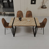 59" MDF light wood table and modern chair set of 4 pieces, medieval wooden kitchen 41222615