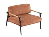27.56" Modern Accent Chair with Plush Cushions, Minimalist Metal Frame, and Wooden Armrest Design N767P215306O