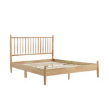 ZNTS Mid-Century Modern Design Queen Platform Bed 1pc Natural Finish Wooden Bedroom Furniture Vertical B011P233932