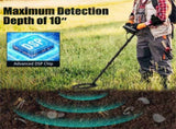 Black Metal Detector, IP67 Waterproof Coil & 4 Detection Modes, 10" Max Detection Depth 65329474