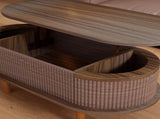 Fluted Lift Top Coffee Table with Hidden Compartment, Wooden Center Table, Modern Oval Lift Tabletop 32995757