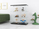 Two-door Glass Display Cabinet 3 Shelves with Door, Floor Standing Curio Bookshelf for Living Room W1806104445