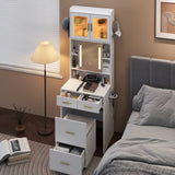 Small Vanity Desk with Sliding Mirror and LED Lights, Makeup Table with Charging Station and Storage 26697080