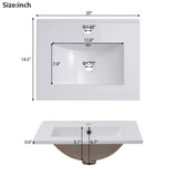20 Inch Modern Small Bathroom Vanity Cabinet With Ceramic Basin- 20*14.5*33.3 Inches,Ample N729P170386B