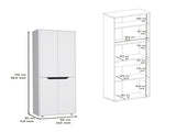 67"H Kitchen Storage Cabinet, with Four Doors and Five Interior Shelves,White/Black B097P167411