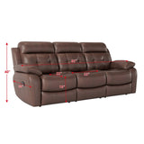 Genuine Leather Non-Power Reclining Sofa with Drop Down Table,Stainless Steel Cupholders and W1896115276