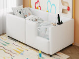 Twin Size Upholstered Platform Bed with Guardrail and Charging Station, White N709P186347K